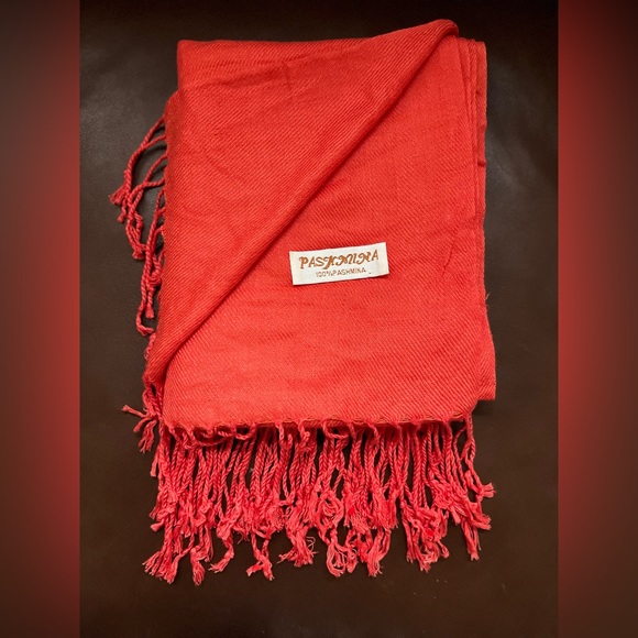 100% Pashmina Scarf Wrap Shawl — Coral — 28” x 72” - Picture 4 of 15
